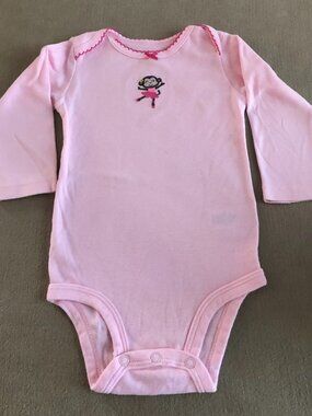Carter's Baby Girls Pink Onesie Long Sleeves Size 9 Month